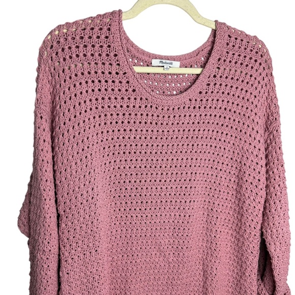 Madewell Open Stitch Austen Pullover Sweater Dusty Pink Size M Beachy Coastal - Picture 11 of 12